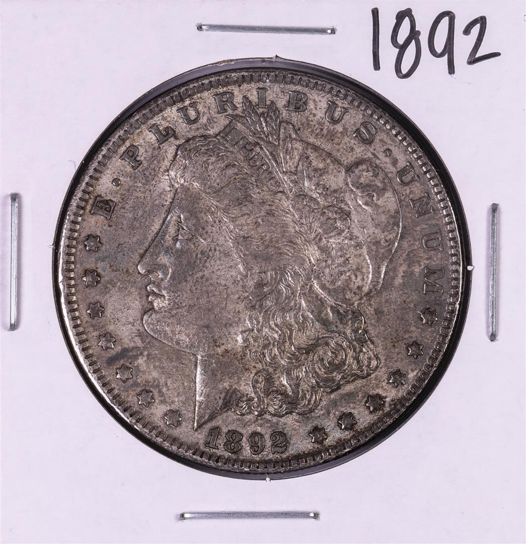 1892 $1 Morgan Silver Dollar Coin: One 1892 $1 Morgan Silver Dollar Coin.
