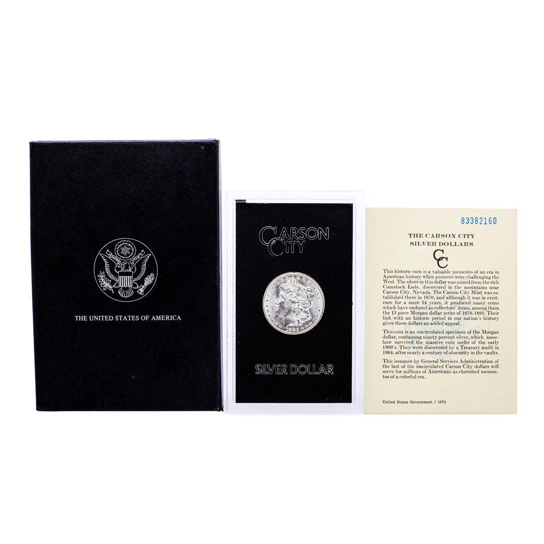 1883-CC $1 Morgan Silver Dollar Coin GSA Hoard w/Box &: One 1883-CC $1 Morgan Silver Dollar Coin GSA Hoard w/Box & COA.