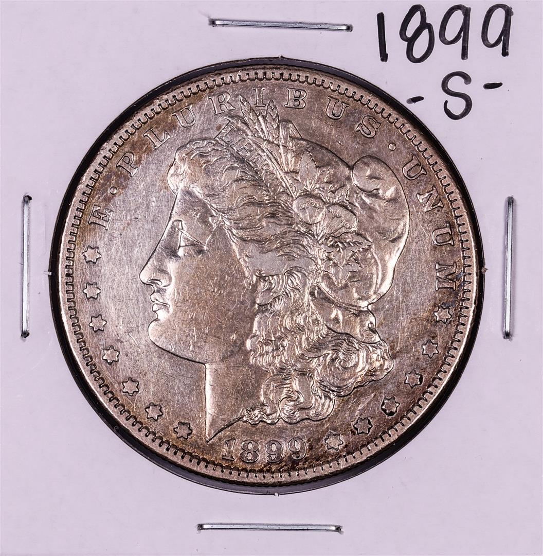 1899-S $1 Morgan Silver Dollar Coin: One 1899-S $1 Morgan Silver Dollar Coin.