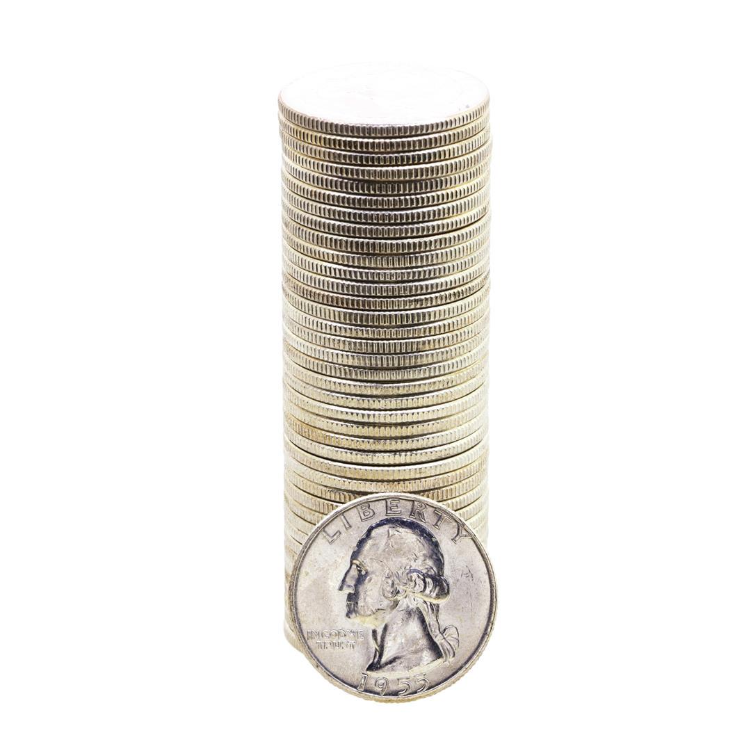 Roll of (40) Brilliant Uncirculated 1955 Washington: One Roll of (40) Brilliant Uncirculated 1955 Washington Quarter Coins.
