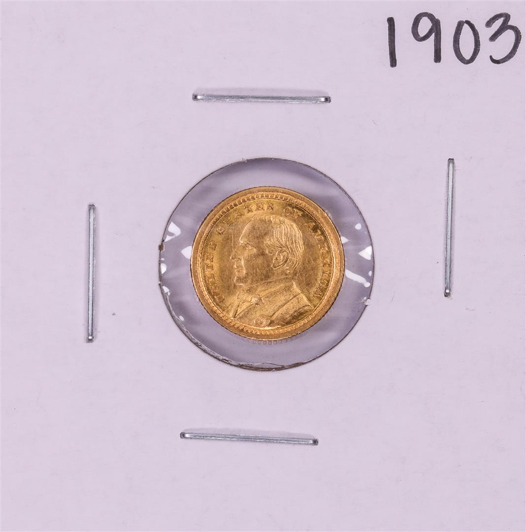 1903 $1 McKinley Louisiana Purchase Commemorative Gold: One 1903 $1 McKinley Louisiana Purchase Commemorative Gold Dollar Coin.