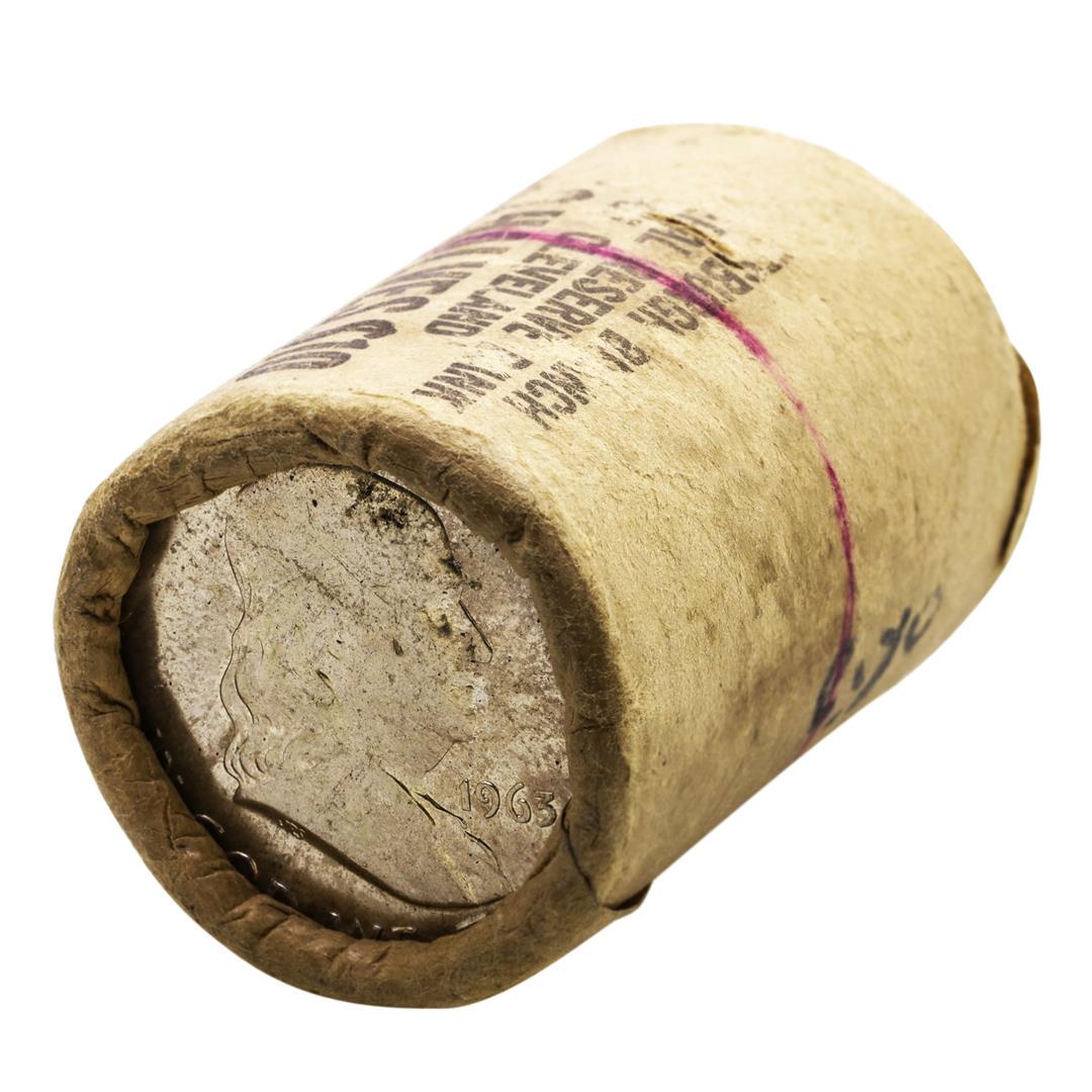 Original Bank Roll of (20) Brilliant Uncirculated 1963: One Original Bank Roll of (20) Brilliant Uncirculated 1963 Franklin Half Dollar Coins.