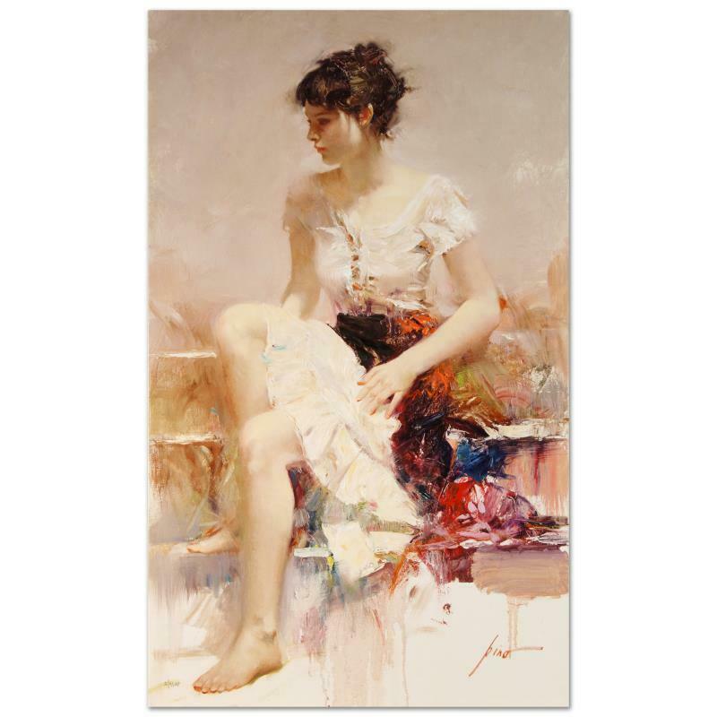 Pino (1939-2010) "White Lace" Limited Edition Giclee On: "White Lace" is a limited edition giclee on stretched canvas that has been hand-embellished by Pino himself, AP Numbered and Hand signed by Pino (1939-2010). Includes Certificate of Authenticity. Meas