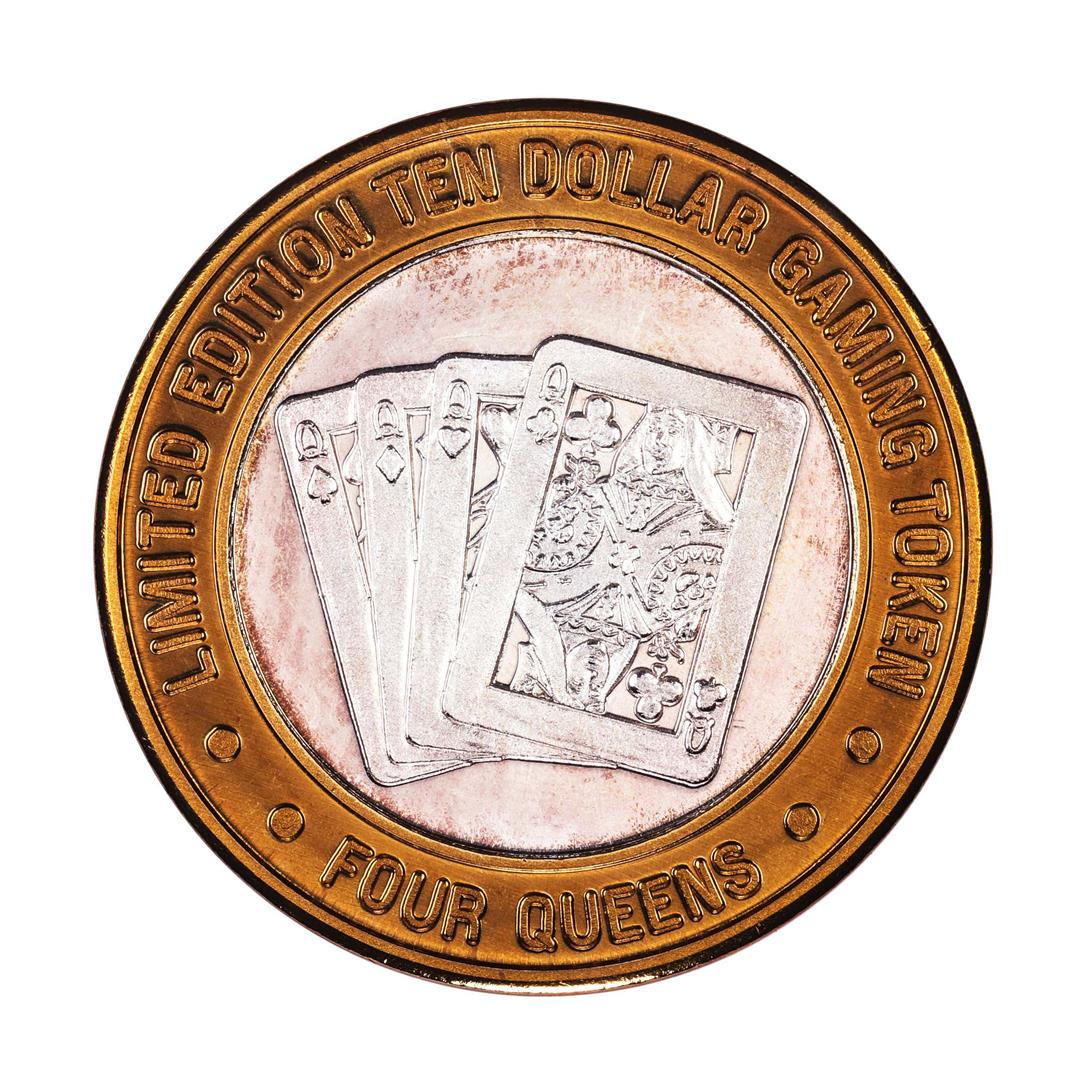 .999 Silver Four Queens Casino Hotel Las Vegas $10: One .999 Silver Four Queens Casino Hotel Las Vegas $10 Limited Edition Gaming Token.