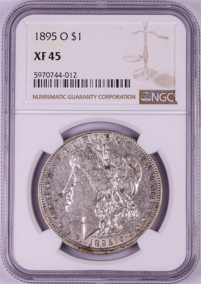 1895-O $1 Morgan Silver Dollar Coin NGC XF45: One 1895-O $1 Morgan Silver Dollar Coin NGC XF45. NGC Certified.