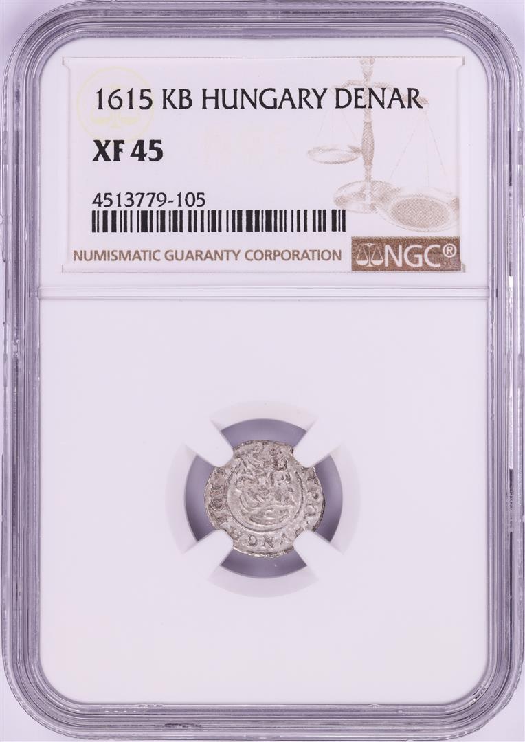 1615 KB Hungary Denar 'Madonna and Child' Coin NGC XF45: One 1615 KB Hungary Denar 'Madonna and Child' Coin NGC XF45. NGC Certified.