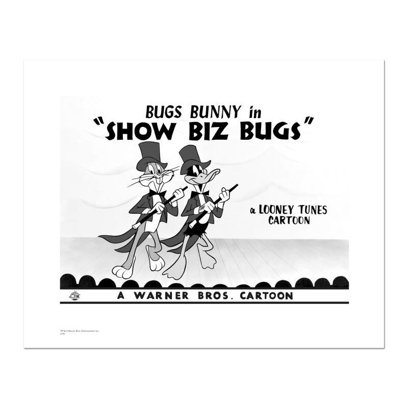 Looney Tunes "Show Biz Bugs -Both Dancing" Limited: "Show Biz Bugs -Both Dancing" is a limited edition giclee on paper from Warner Bros. featuring iconic Looney Tunes characters. The art was taken from an original Lobby Card used to promote "Show Biz B