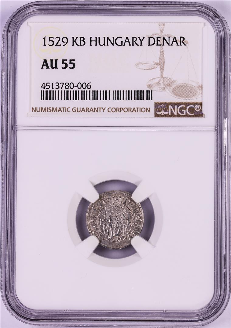 1529 KB Hungary Denar 'Madonna and Child' Coin NGC AU55: One 1529 KB Hungary Denar 'Madonna and Child' Coin NGC AU55. NGC Certified.