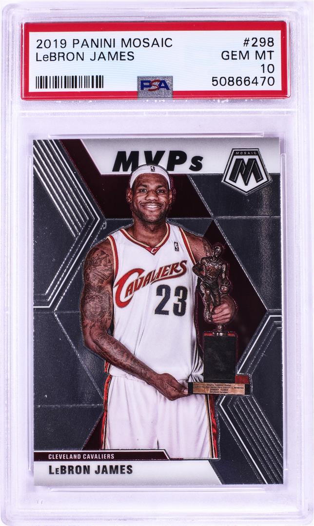 2019 Panini Mosaic MVP LeBron James NBA Card #298 PSA: One 2019 Panini Mosaic MVP LeBron James NBA Card #298 PSA Gem Mint 10. PSA Certified.