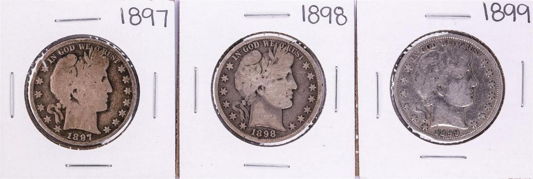 Lot of 1897-1899 Barber Half Dollar Coins: One Lot of 1897-1899 Barber Half Dollar Coins.