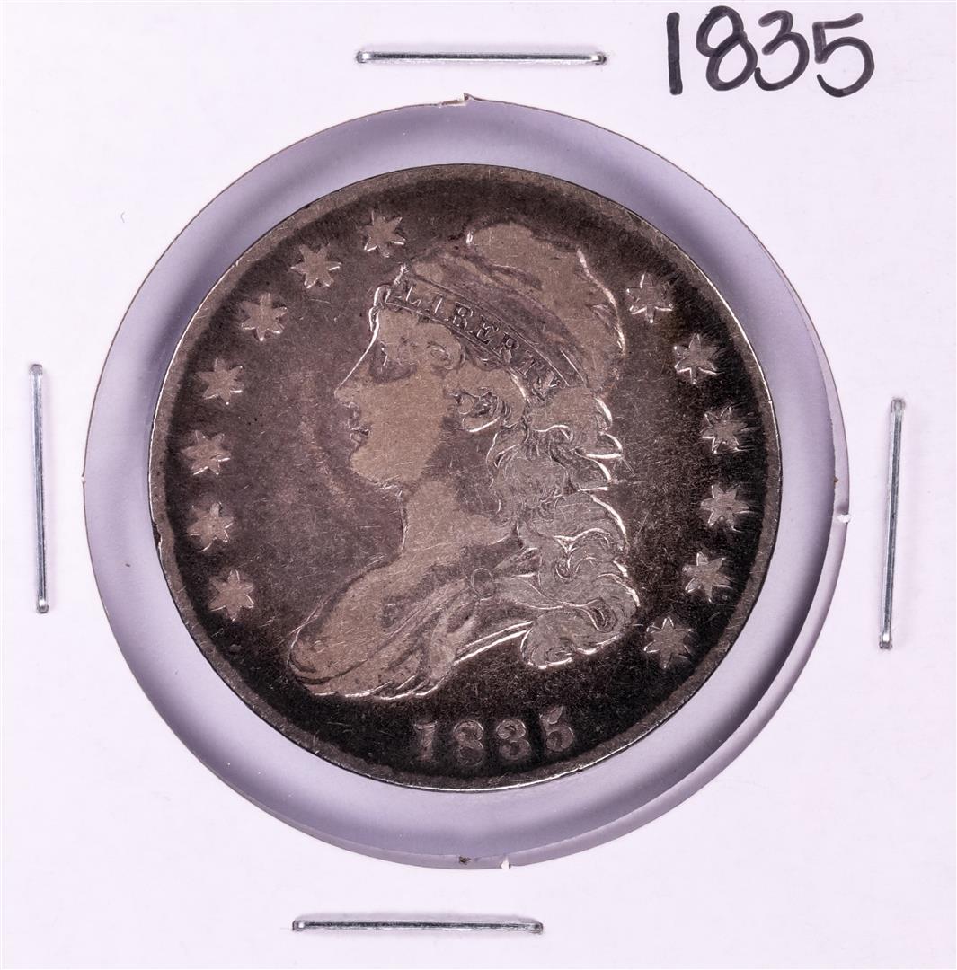 1835 Capped Bust Half Dollar Coin: One 1835 Capped Bust Half Dollar Coin.