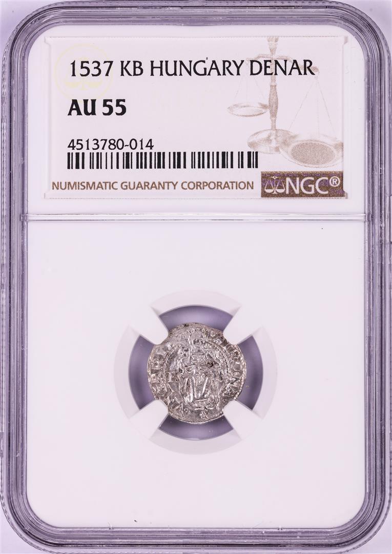 1537 KB Hungary Denar 'Madonna and Child' Coin NGC AU55: One 1537 KB Hungary Denar 'Madonna and Child' Coin NGC AU55. NGC Certified.