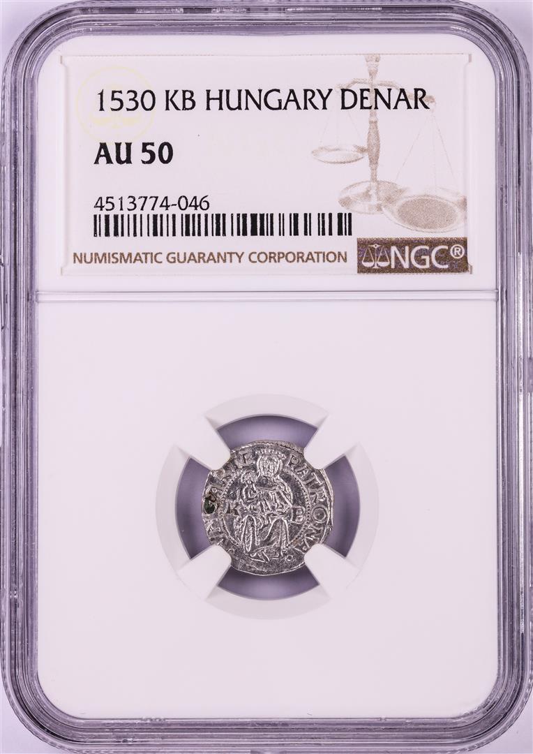 1530 KB Hungary Denar 'Madonna and Child' Coin NGC AU50: One 1530 KB Hungary Denar 'Madonna and Child' Coin NGC AU50. NGC Certified.