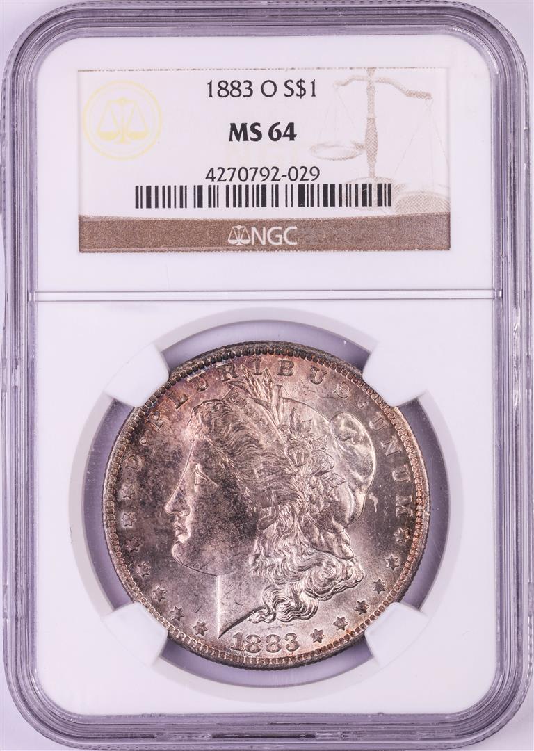 1883-O $1 Morgan Silver Dollar Coin NGC MS64 Nice: One 1883-O $1 Morgan Silver Dollar Coin NGC MS64 Nice Toning. NGC Certified.