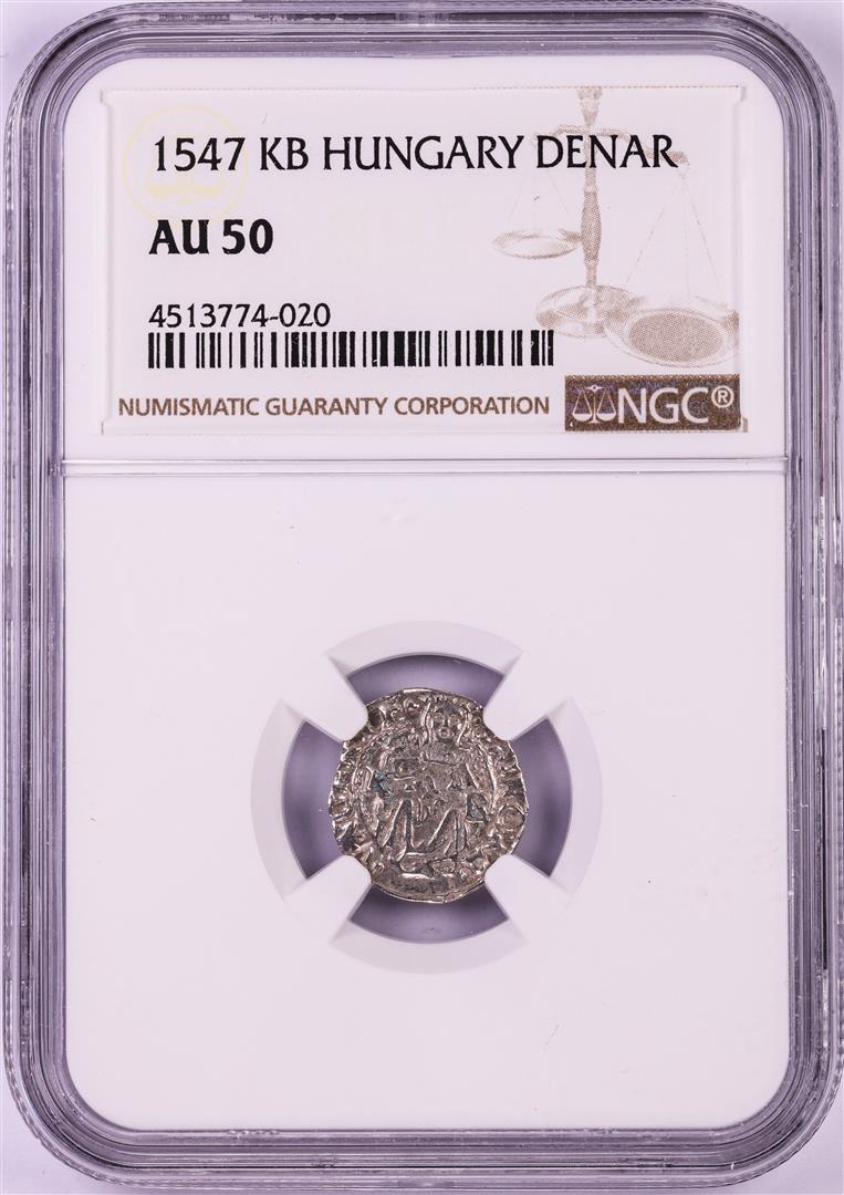 1547 KB Hungary Denar 'Madonna and Child' Coin NGC AU50: One 1547 KB Hungary Denar 'Madonna and Child' Coin NGC AU50. NGC Certified.