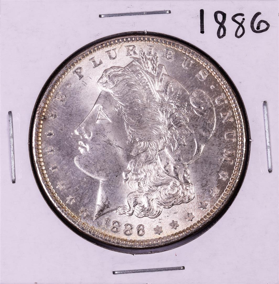 1886 $1 Morgan Silver Dollar Coin: One 1886 $1 Morgan Silver Dollar Coin.
