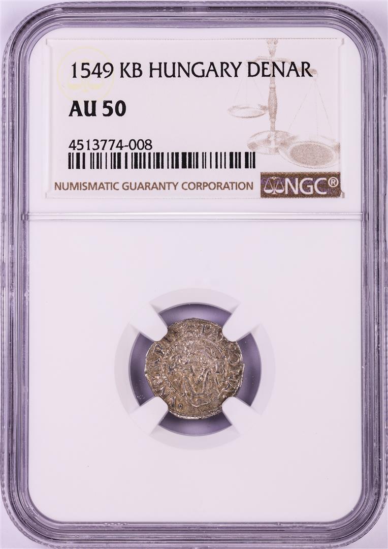 1549 KB Hungary Denar 'Madonna and Child' Coin NGC AU50: One 1549 KB Hungary Denar 'Madonna and Child' Coin NGC AU50. NGC Certified.
