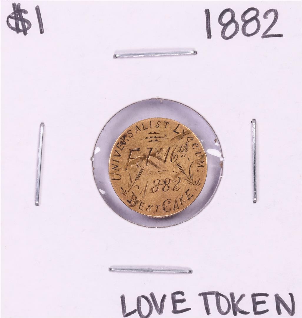 1882 $1 Indian Princess Head Gold Dollar Love Token: One 1882 $1 Indian Princess Head Gold Dollar Love Token Coin.