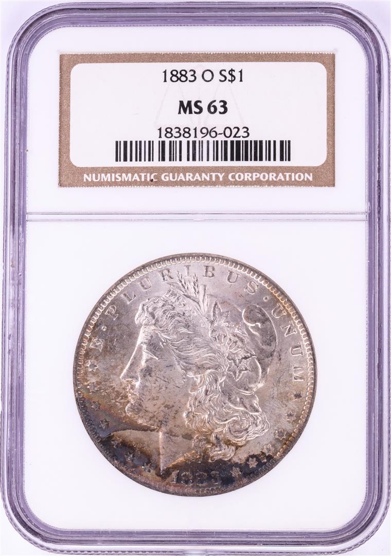 1883-O $1 Morgan Silver Dollar Coin NGC MS63 Nice: One 1883-O $1 Morgan Silver Dollar Coin NGC MS63 Nice Toning. NGC Certified.