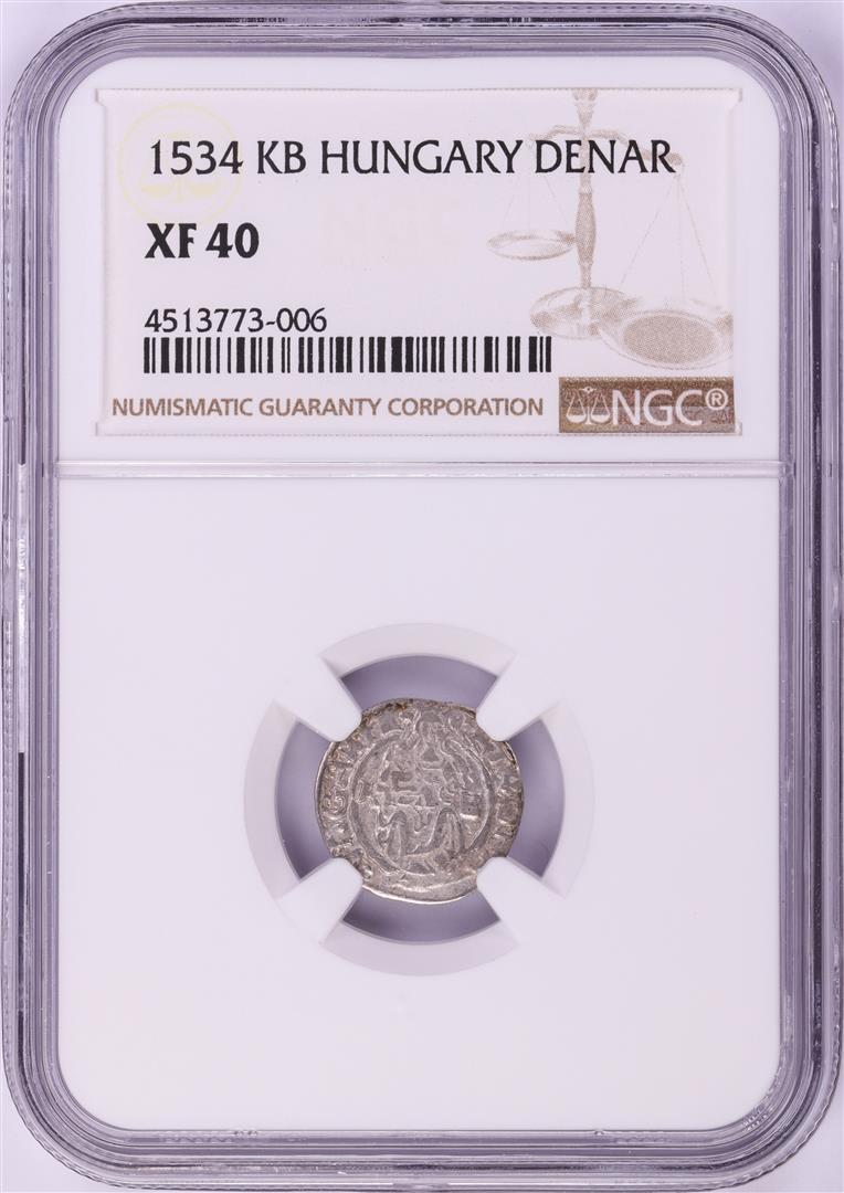 1534 KB Hungary Denar 'Madonna and Child' Coin NGC XF40: One 1534 KB Hungary Denar 'Madonna and Child' Coin NGC XF40. NGC Certified.