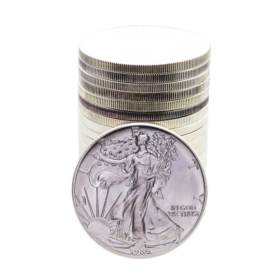 Roll of (20) Brilliant Uncirculated 1986 $1 American: One Roll of (20) Brilliant Uncirculated 1986 $1 American Silver Eagle Coins.