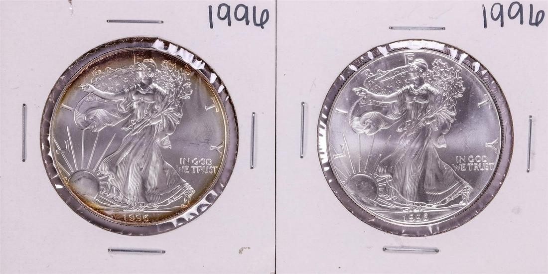 Lot of (2) 1996 $1 American Silver Eagle Coins: One Lot of (2) 1996 $1 American Silver Eagle Coins.