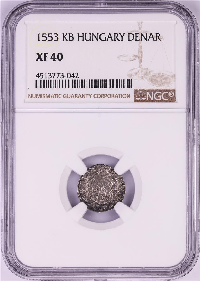 1553 KB Hungary Denar 'Madonna and Child' Coin NGC XF40: One 1553 KB Hungary Denar 'Madonna and Child' Coin NGC XF40. NGC Certified.