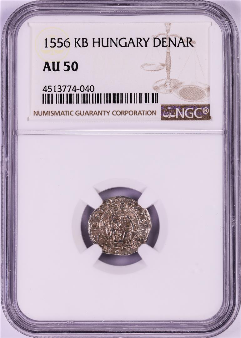 1556 KB Hungary Denar 'Madonna and Child' Coin NGC AU50: One 1556 KB Hungary Denar 'Madonna and Child' Coin NGC AU50. NGC Certified.