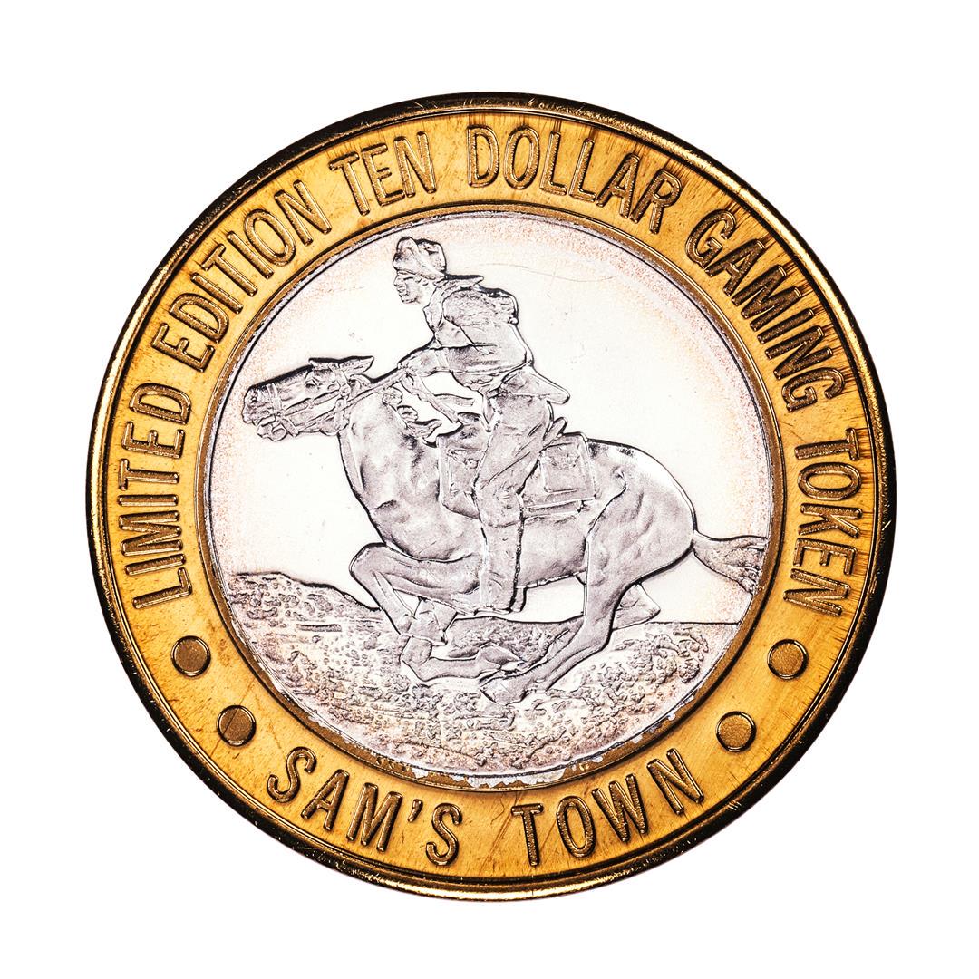 .999 Silver Sam's Town Las Vegas, Nevada $10 Casino: One .999 Silver Sam's Town Las Vegas, Nevada $10 Casino Limited Edition Gaming Token.