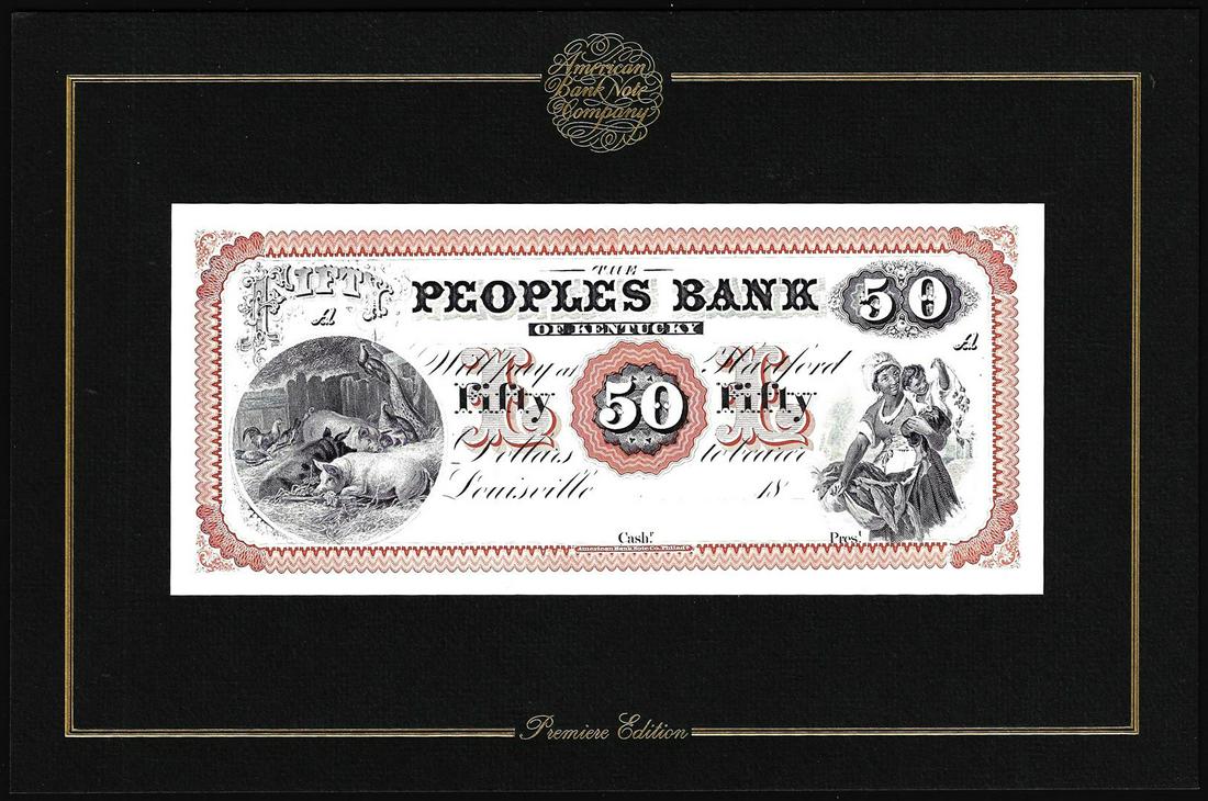 1994 American Bank Note Company Intaglio Print Peoples: One 1994 American Bank Note Company Intaglio Print Peoples Bank of Kentucky.