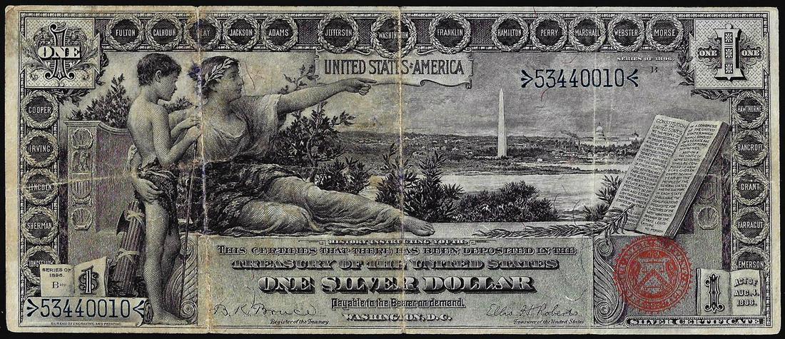 1896 $1 Educational Silver Certificate Note: One 1896 $1 Educational Silver Certificate Note.