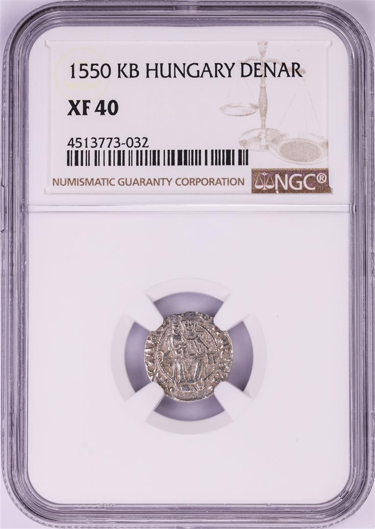 1550 KB Hungary Denar 'Madonna and Child' Coin NGC XF40: One 1550 KB Hungary Denar 'Madonna and Child' Coin NGC XF40. NGC Certified.