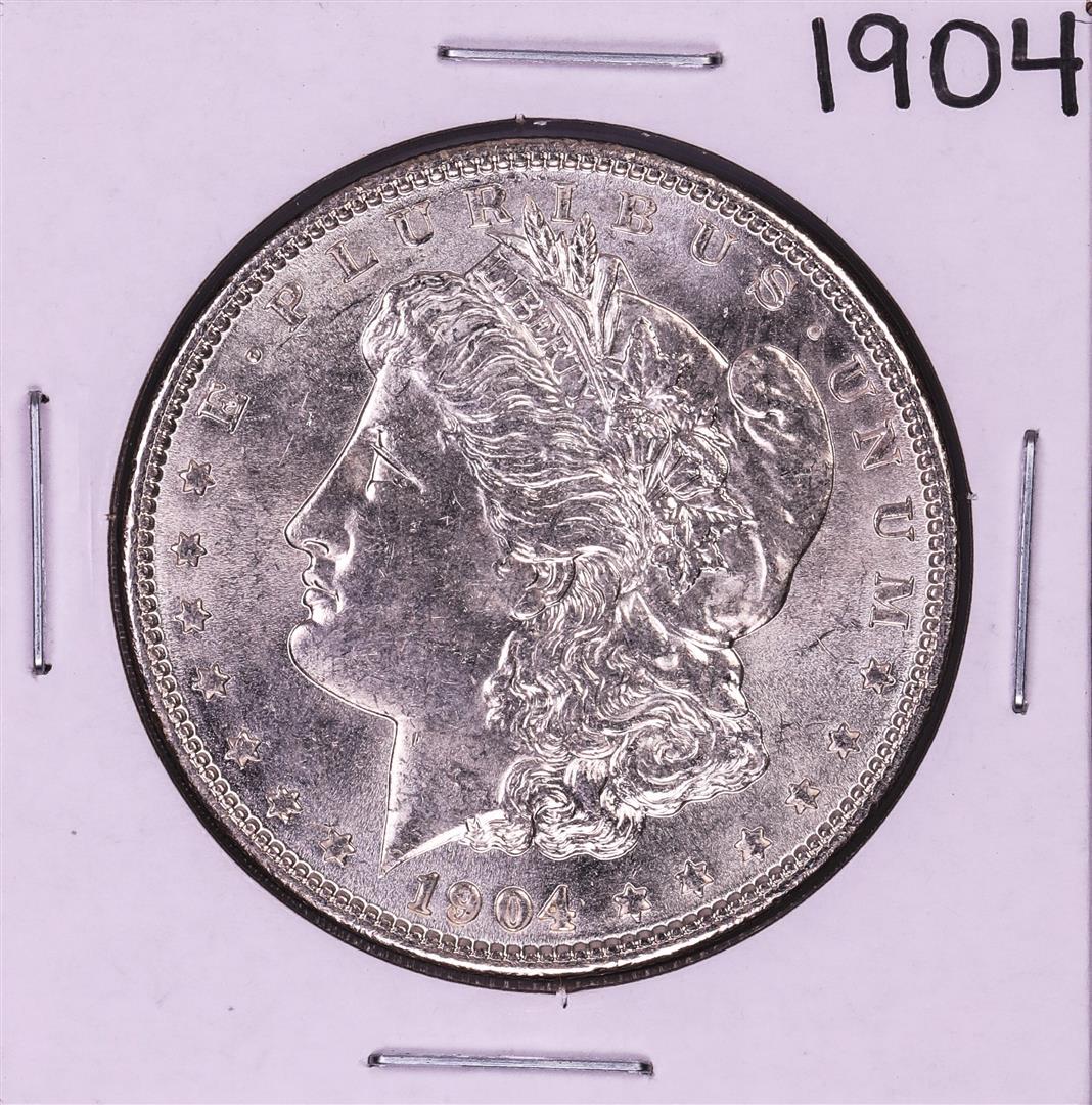 1904 $1 Morgan Silver Dollar Coin: One 1904 $1 Morgan Silver Dollar Coin.