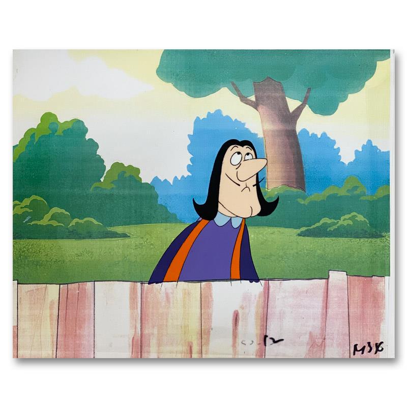 Pink Panther Original "Original Production Art" Original Mixed Media On Acetate: This is original production art used in the classic animated series The Pink Panther Show composed of a hand painted production cel, a printed background, and production sketch. Includes includes lett