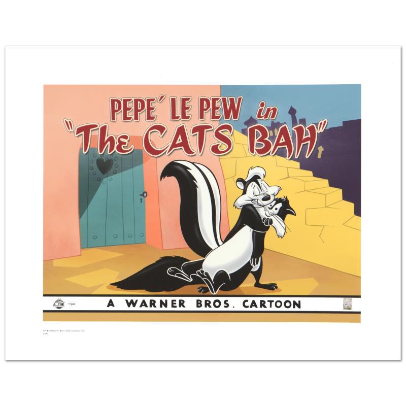 Looney Tunes "Cats-Bah" Limited Edition Giclee On Paper: "Cats-Bah" is a limited edition giclee on paper from Warner Bros., numbered with hologram seal of Authenticity. This image was originally used as a "lobby card" displayed in theater lobbies to publici