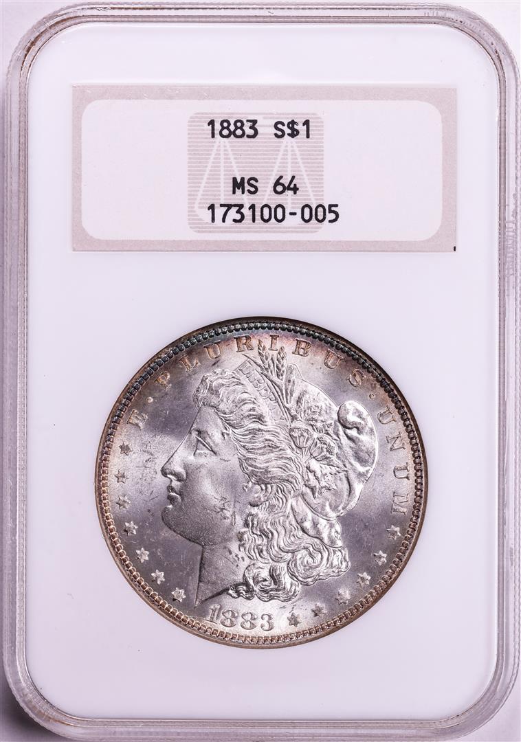 1883 $1 Morgan Silver Dollar Coin NGC MS64 Old Fatty Holder: One 1883 $1 Morgan Silver Dollar Coin NGC MS64 Old Fatty Holder. NGC Certified.