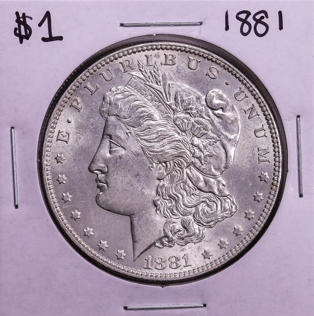 1881 $1 Morgan Silver Dollar Coin: One 1881 $1 Morgan Silver Dollar Coin.