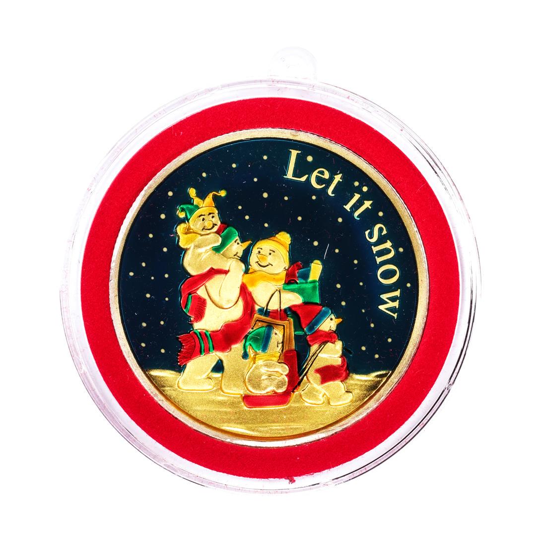 2007 Holiday Let it Snow .999 Fine Silver Colorized Enamel Round: One 2007 Holiday Let it Snow .999 Fine Silver Colorized Enamel Round.
