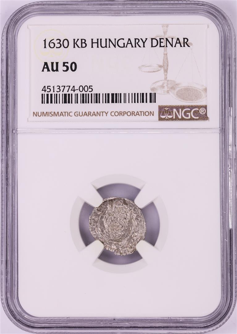 1630 KB Hungary Denar 'Madonna and Child' Coin NGC AU50: One 1630 KB Hungary Denar 'Madonna and Child' Coin NGC AU50. NGC Certified.