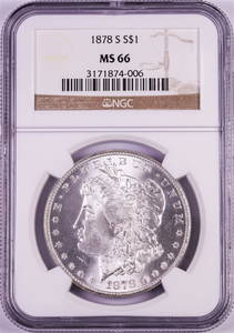 1878-S $1 Morgan Silver Dollar Coin NGC MS66