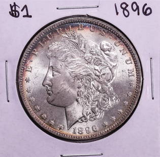 1896 $1 Morgan Silver Dollar Coin Nice Toning: One 1896 $1 Morgan Silver Dollar Coin Nice Toning.