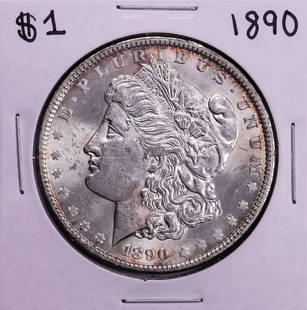 1890 $1 Morgan Silver Dollar Coin: One 1890 $1 Morgan Silver Dollar Coin.