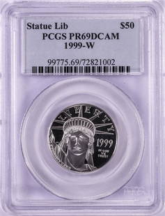 1999-W $50 Proof Platinum American Liberty Coin PCGS PR69DCAM: One 1999-W $50 Proof Platinum American Liberty Coin PCGS PR69DCAM. PCGS Graded.