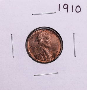 1910 Lincoln Wheat Cent Coin: One 1910 Lincoln Wheat Cent Coin.