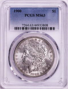 1900 $1 Morgan Silver Dollar Coin PCGS MS63: One 1900 $1 Morgan Silver Dollar Coin PCGS MS63. PCGS Graded.