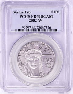 2002-W Proof $100 Platinum American Eagle Coin PCGS PR69DCAM: One 2002-W Proof $100 Platinum American Eagle Coin PCGS PR69DCAM. PCGS Graded.