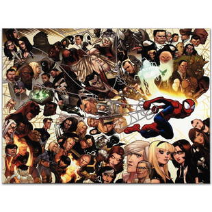 Marvel Comics "Ultimate Spider-Man #150" Limited Edition Giclee On Canvas: A piece of comic book history, this limited edition, from original art by David Lafuente, depicts the classic character Spider-Man. David Lafuente has drawn cover art for such franchises as X-Men and