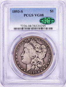 1893-S $1 Morgan Silver Dollar Coin PCGS VG08 CAC