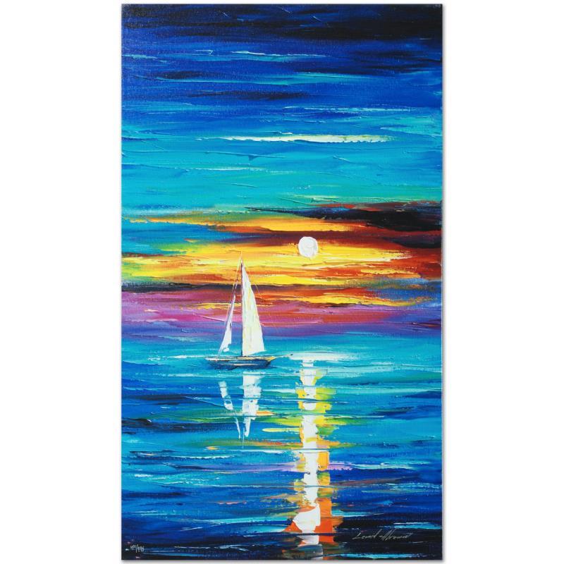 Afremov (1955-2019) "Reflection" Limited Edition Giclee On Canvas: Leonid Afremov's (1955-2019) masterful use of color and texture make his paintings unique collectibles that are sure to brighten any wall. "Reflection" is a limited edition giclee on canvas. The piece