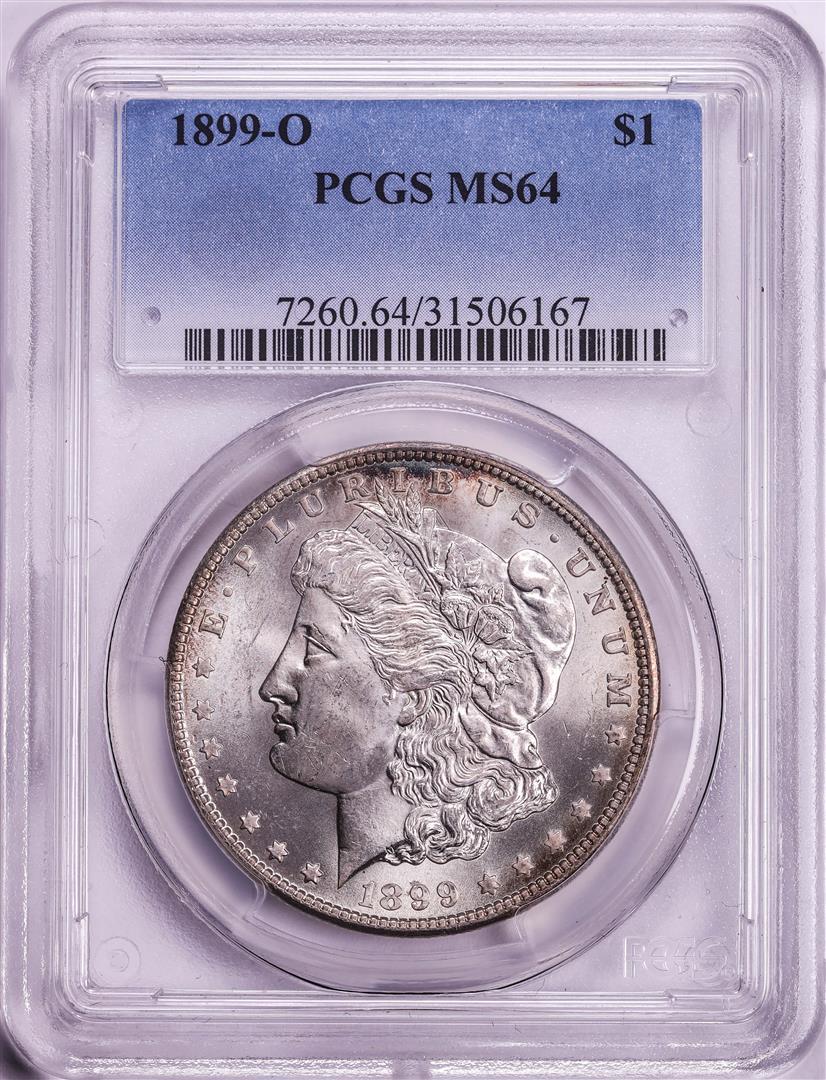 1899-O $1 Morgan Silver Dollar Coin PCGS MS64: One 1899-O $1 Morgan Silver Dollar Coin PCGS MS64. PCGS Graded.